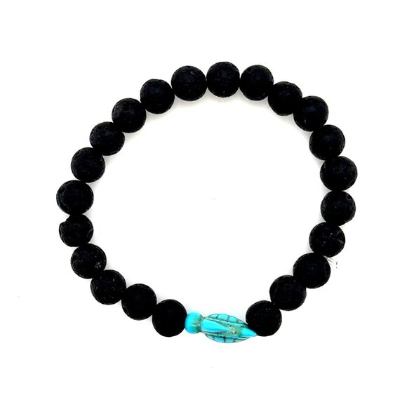 Black Beaded Turtle Charm Bracelet - Picture 3 of 5